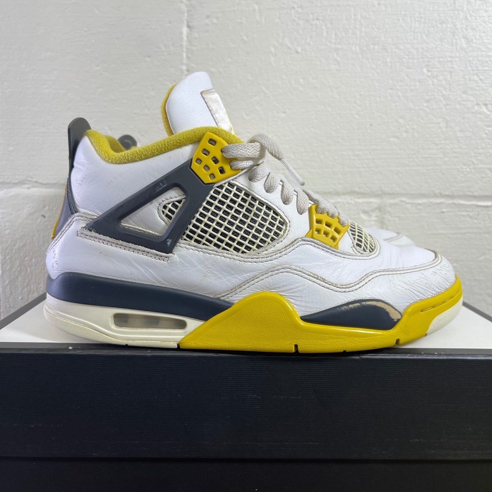 Nike Air Jordan 4 Retro AQ9129-101 Vivid Sulfur Sneaker‎ Shoes Women's 10 US